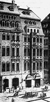 Zimmermannsches Caffeehaus - detaliu gravura de Johann Georg Schreiber 1734
